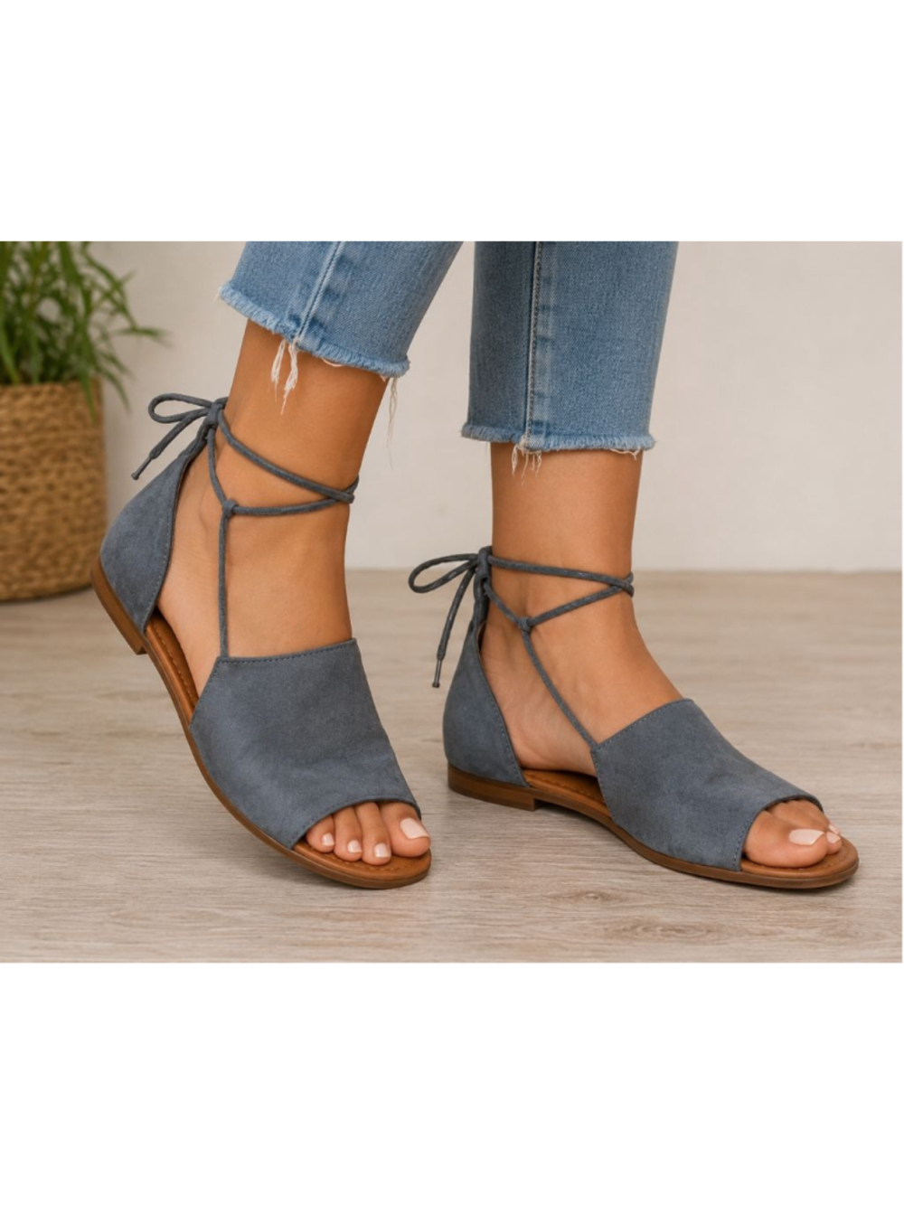 Universal Thread Blue Lace Up Gladiator Sandals D'Orsay Flats Women's Size 7